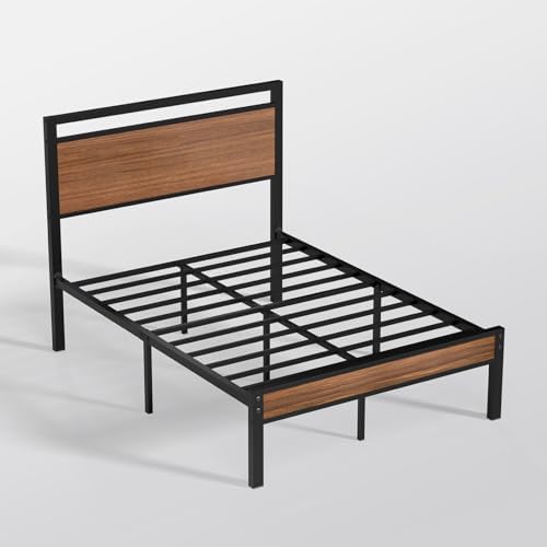 Z-hom Full Metal Bed Frame&Wooden Headboard&Footboard,No Box Spring,Walnut - Image 5