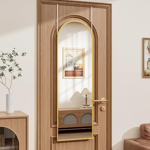 Rowjut Full Length Door Mirror, Wall Mounted Wall Mirrors, 50"X16" Arched Behind Door Mirror for Use in Living Rooms, Rooms, Bedrooms, Cloakrooms, etc. Durable & Stylish Home Decor (Gold). by Rowjut