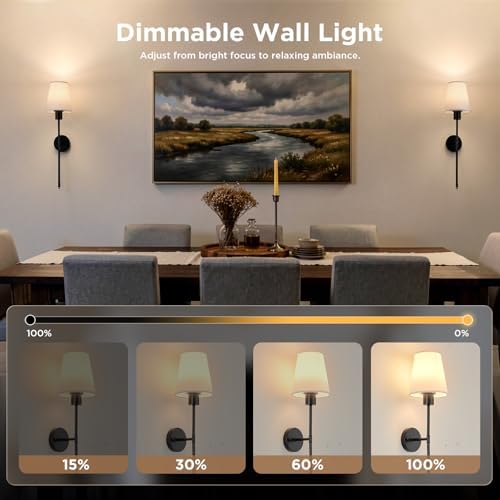 Brightown Battery Operated Wall Sconces Set of 2,Black Sconces Wall Decor - Image 5