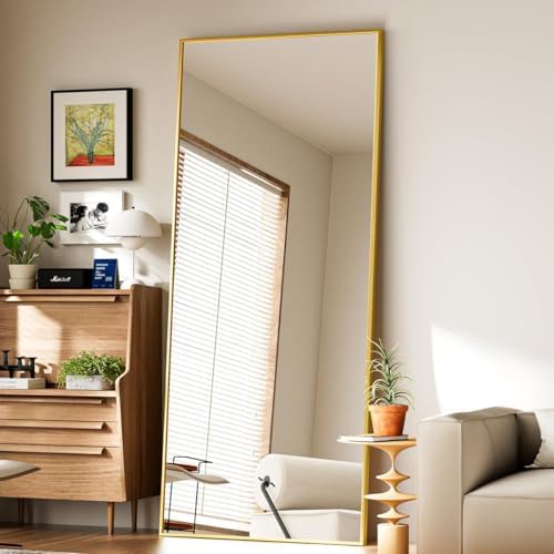 VooBang Mirror Full Length, 24" x 65" Floor Mirror with Stand Gold - Image 2