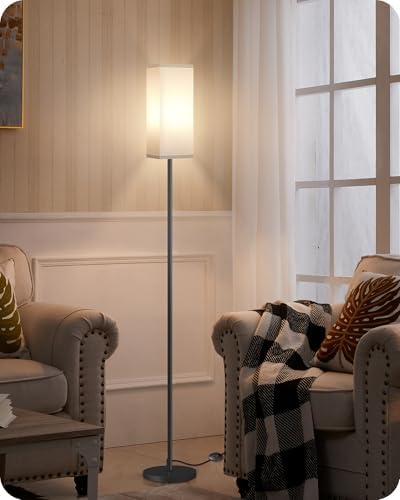 Floor Lamp, Pole Lamp with Foot Switch, Modern Standing Lamp Shade, Minimalist Freestanding Lamp (Bulb Not Included), for Living Room, Bedroom Office ETL Listed, Black and White CW07LD05 - Image 6