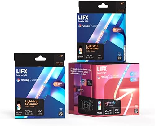LIFX Lightstrip Bundle - with 120" Smart LED Lightstrip and 2 40" Extensions, Multicolor, 3 Piece Set by LIFX