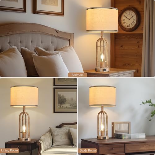 SRJJA 24" Farmhouse Table Lamps for Living Room Bedroom Set of 2, USB A+C - Image 4