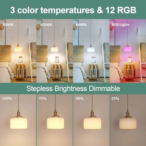 Shenmoyl Battery Operated Pendant Light 5000mAh Rechargeable Chandelier with Remote Control Wireless Adjustable Hanging White Striped Light for Kitchen Island Dining Room Hallway, 2 Pack - Image 4