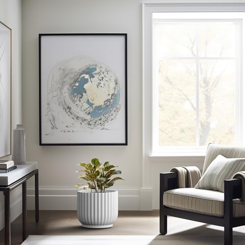 Kante Small Round Pedestal White Concrete Planter 9.8" Dia, Outdoor - Image 3