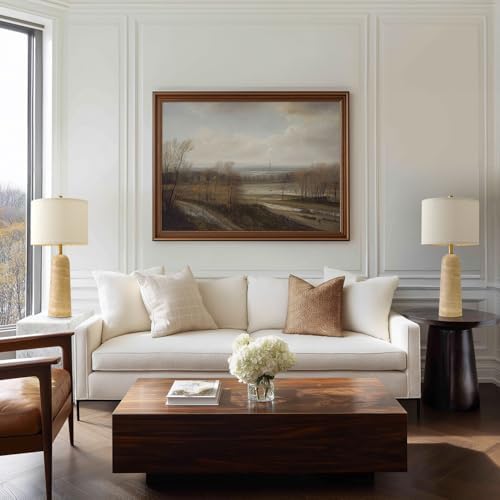 BOBOMOMO Modern Table Lamp Set of 2, Warm Beige Resin Lamp with Natural Stone Look, 27.25" Lamps for Living Room with Linen Shades, Bedside Lamp for Bedroom, Living Room, Nightstand, Entryway - Image 2