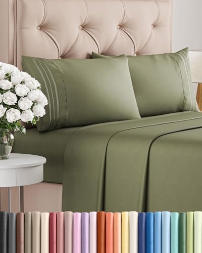 Queen Size 4 Piece Sheet Set - Breathable & Cooling Sheets - Sage Green by CGKUnlimited