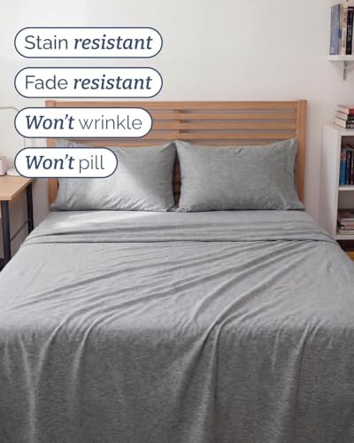 Full XL Sheets - 4 Piece Full XL Sheet Set - Breathable - Heathered Grey - Image 5