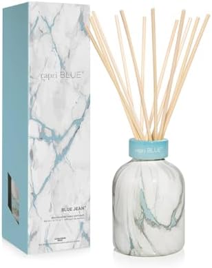Capri Blue Reed Diffuser Set - Modern Marble Oil Diffuser, Sticks & Aroma Oil - Air Freshener for Home Decor - Blue Jean Scents (5.7 fl oz) by Unknown