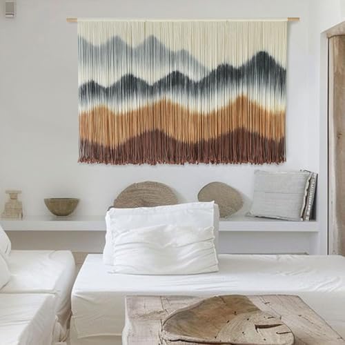 Macrame Wall Hanging Dip-Dyed Mountain Fiber Art Craftsmanship 57"W*35"L - Image 3