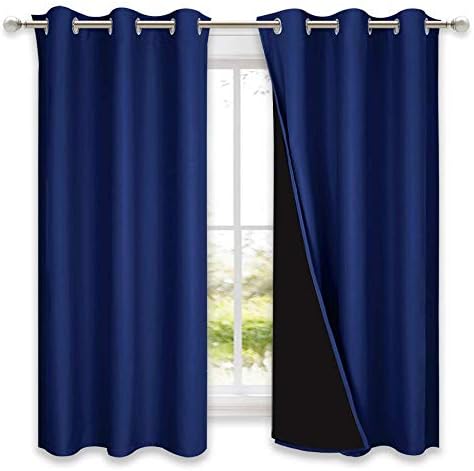 NICETOWN 100% Blackout Curtain Set, Royal Blue, 37W x 50L, 2 PCs, Thermal Insulated & Energy Efficiency Window Draperies for Guest Room, Full Shading Panels for Shift Worker and Light Sleepers by NICETOWN