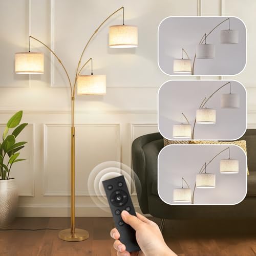 Netin Gold Floor Lamp, Arc Floor Lamps for Living Room Bright Lighting, 3 Light Dimmable Floor Lamp with Remote Control, 3 Color Temperature, Tree Floor Lamp for Bedroom Office - Image 2
