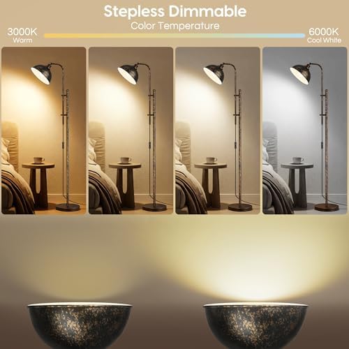Floor Lamp, Industrial Modern Standing Lamp with Remote Control, 71" Height Adjustable, Aged Black Finish Rustic Farmhouse Tall Reading Lamp for Bedroom, Over Couch Arched Reading Light - Image 3