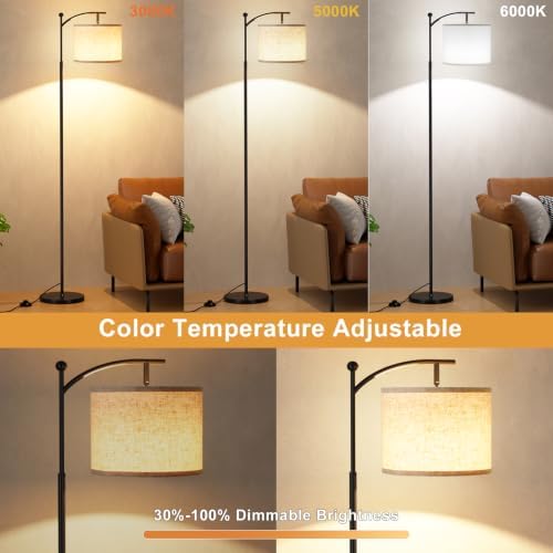 Ambimall 60" Floor Lamp with Remote and Stepless Dimmable Bulb, Black Pole - Image 4