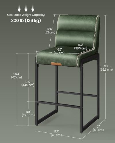 VASAGLE Bar Stools Set of 4, Counter Height Chairs with Backs, 26.4-Inch - Image 2