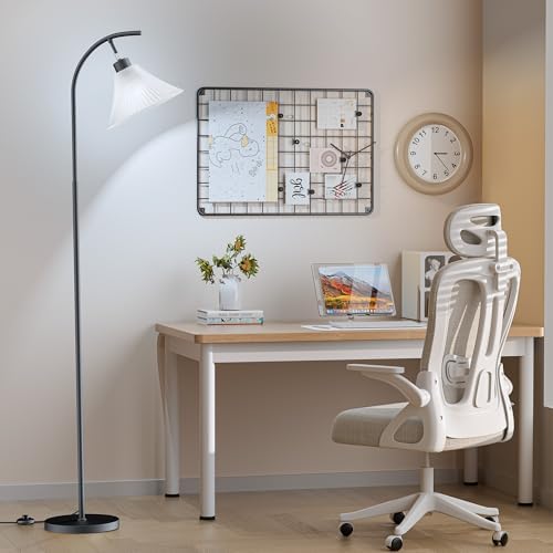 SIBRILLE Glass Floor Lamp, Dimmable Black Standing Lamp with Remote Control & 3 Color Temperatures, Modern Arc Floor Lamps for Living Room Bedroom Office Corner, 9W LED Bulb Included - Image 7