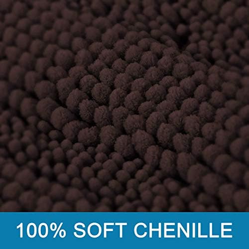 H.VERSAILTEX Bath Mats for Bathroom Non Slip Extra Thick Chenille Striped Bath Rug 24" x 36" Absorbent Non Skid Fluffy Soft Shaggy Rugs Washable Plush Mats for Indoor, Bath Room, Tub - Chocolate - Image 3