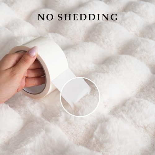 BENVWE Faux Fur Throw Blanket for Couch - Cozy Plush Fluffy Soft Thick Bubble Blanket for Living Room Home Decor - Mothers Day Birthday Gifts for Women, Cream White, 51" x 63" - Image 6