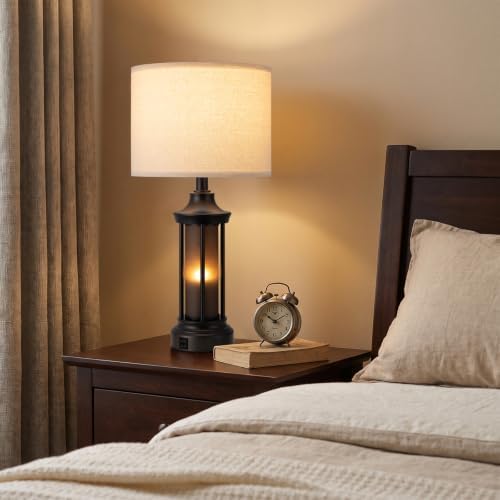 Seealle 24" Farmhouse Table Lamps for Living Room, Bedside Lamps Set of 2 - Image 3