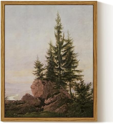 InSimSea Framed Canvas Wall Art, Vintage Rocky Landscape Painting, Rustic Nature Scenery Decor for Living Room Shelf Hallway,10x8in, Neutral Tones by InSimSeaArt
