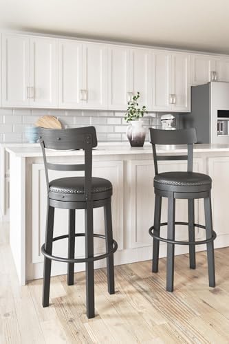 Signature Design by Ashley 30" Swivel Bar Height Bar Stool, Antiqued Black - Image 2