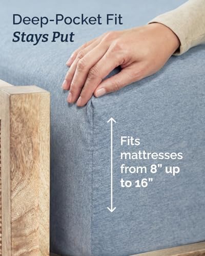 Full XL Sheets - 4 Piece Full XL Sheet Set - Breathable - Heathered Blue - Image 4