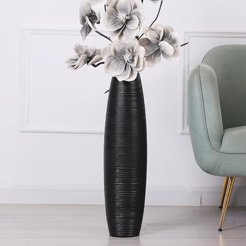 Leewadee Decorative Tall Floor Vase for Living Room Decor, 26 inches, Black, Resin by Leewadee