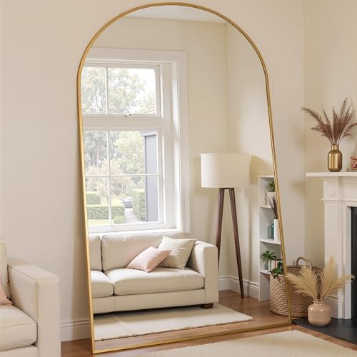 Floor Mirror, 81"x41" Oversized Full Length Mirror with Stand, Gold by Furnbar
