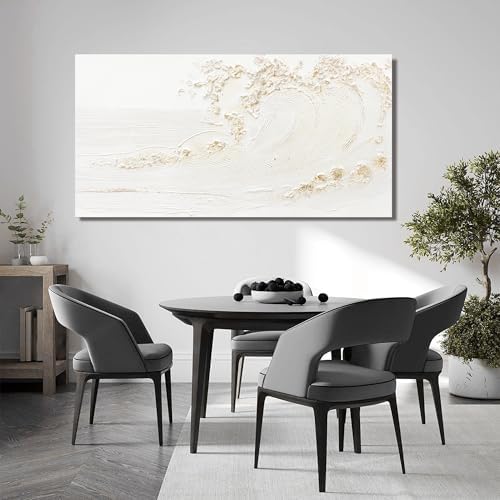 White Wall Art Decor Canvas Art Wall Decor Large Modern Wall Art Silent Waves With Gold Wall Painting Decorations Artwork Wall Art Prints For Room Living Room Bedroom Office 29x58 Inch - Image 6