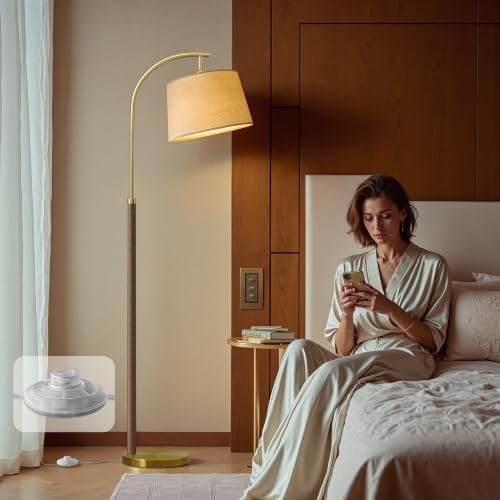 62.5" Wood Floor Lamps for Living Room with Foot Switch Tall Standing Lamp - Image 5