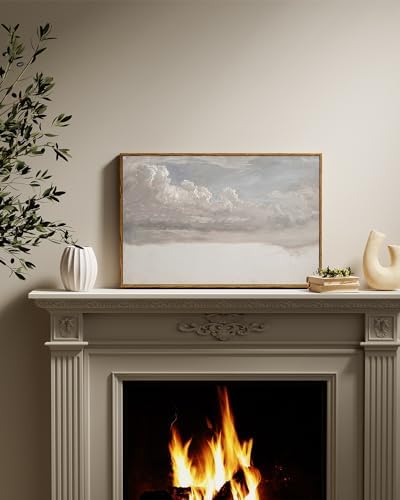 InSimSea Framed Canvas Wall Art Vintage Decor, Home Decor Classical Oil Painting Cloud Study Large Wall Decorations for Living Room, Canvas Pictures Art for Bedroom Bathroom Gallery, 16"x24" - Image 3