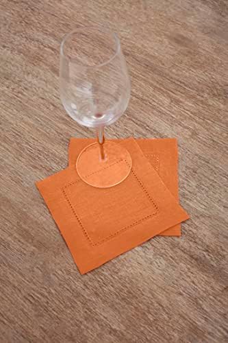 Solino Home 100% Pure Linen Cocktail Napkins Pumpkin, 6 x 6 in, Set of 12 - Image 2