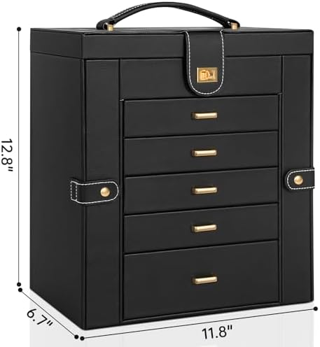 AKOZLIN 6-Tier Jewelry Box Organizer 5 Drawers Storage XLarge BlackBlue - Image 7