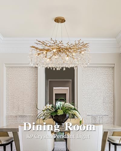 Modern Tree Branch Crystal Chandelier Luxury Gold Crystal Pendant Lighting 40" Contemporary 14-Light Chandeliers for Dining Room Kitchen Bedroom Living Room - Image 3
