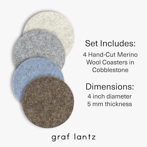 Graf Lantz - Bierfilzl Merino Wool Round Coasters Set of 4 - Cobblestone (4" Circles) - Absorbs 30% of Weight - German Wool - Heat Resistant, Sustainable, & Reusable - Home Decor & Coffee Table Decor - Image 4