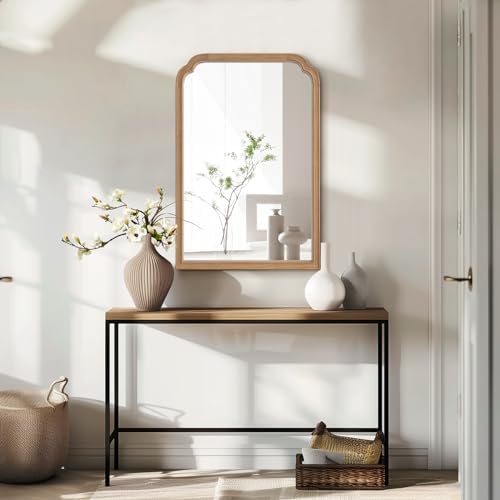 WallBeyond Wood Bathroom Mirrors for Wall Mounted, 24" x 36" Rustic Wood Frame Wall Mirrors Decorative for Living Room or Bedroom Vanity Mirror (Honey-Colored) - Image 5