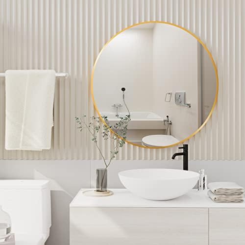 HARRITPURE Round Mirror 19.6" Gold Wall Mounted Circle Mirror with Aluminum Alloy Frame Modern Design for Bathroom, Living Room, Vanity, Bedroom, Entryway by HARRITPUREHome