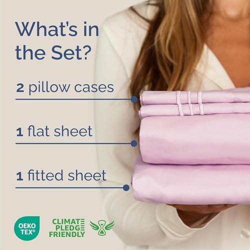 Cal King Size 4 Piece Sheet Set - Breathable & Cooling Sheets - Light Pink - Image 2