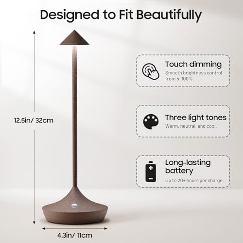 2 Pack Cordless Table Lamp, Rechargeable 6000mAh Battery Table Light - Image 3