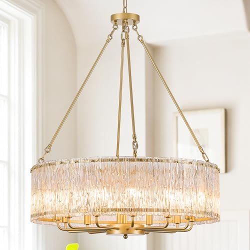 CATINER Modern 30" Crystal Glass Chandelier 12-Light Gold Chandeliers by CATINER
