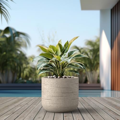 Kante XLarge Round Capsule Weathered Concrete Planter 17.3" Dia, Outdoor - Image 4