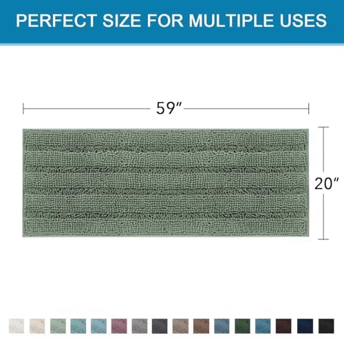 H.VERSAILTEX Bathroom Rugs Bath Mat Runner Rug Non Slip Kitchen Rug Extra Long Bath Rug Runners Oversized 59" x 20" Absorbent Washable Dry Fast Plush Area Rug for Bathroom/Bedroom - Green Bay - Image 2