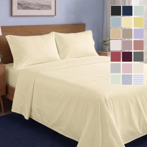 LANE LINEN California King Sheet Set 100% Organic Cotton 4pc Soft - Natural by LaneLinen