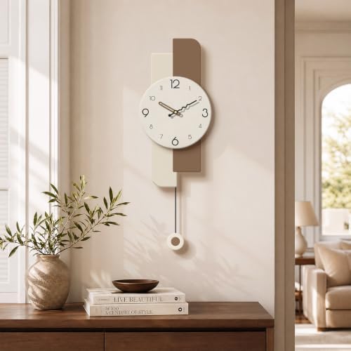 Modern Minimalist Pendulum Wall Clocks For Living Room Decor,12*32in,White by Janstime