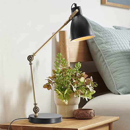 JONATHAN Y Barnes 24" Metal Adjustable Desk Task Lamp, Black/Brass Gold - Image 4