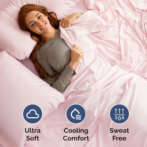 Short Queen Size 4 Piece Bed Sheet Set - RV Short Queen - Lavender Pink - Image 4
