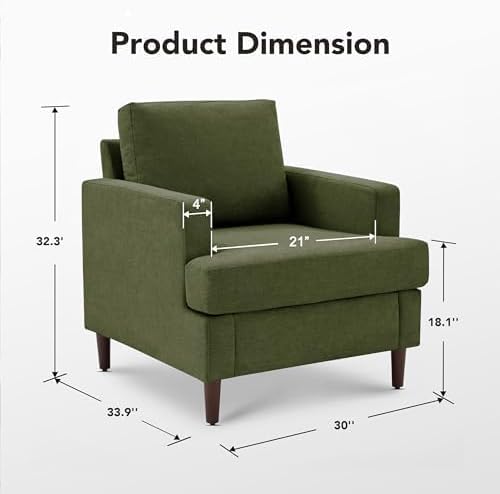 Weture Mid-Century Accent Chair, Green Armchair Living Room Chairs, 2 Pack - Image 2
