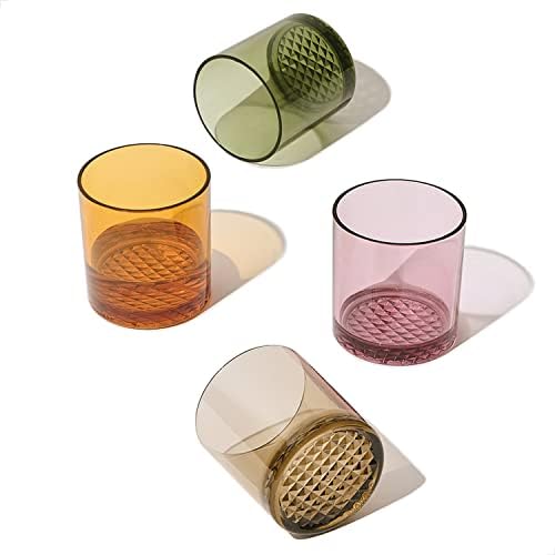 TOSSWARE RESERVE 12oz Old Fashioned - Color Series SET OF 4, Premium Quality, Tritan Dishwasher Safe & Heat Resistant Unbreakable Plastic Whiskey Glasses by TOSSWARE