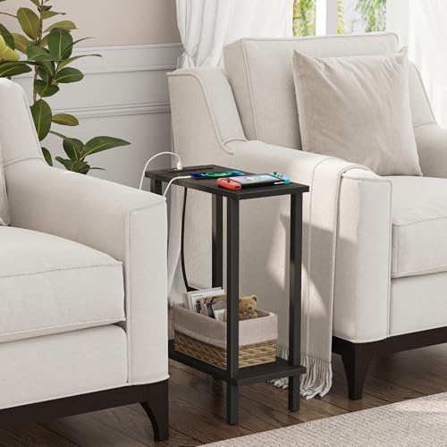 TUTOTAK Narrow Side Table Set of 2, Small End Table with Charging Station - Image 2