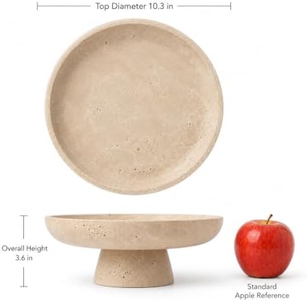 Natural Travertine Fruit Bowl for Kitchen Counter 10.2" - Image 2
